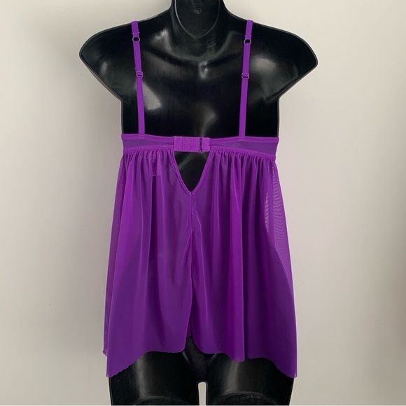 Vintage Y2K La Senza Sheer Purple Ruffle Camisole Tank Top - Picture 5 of 8
